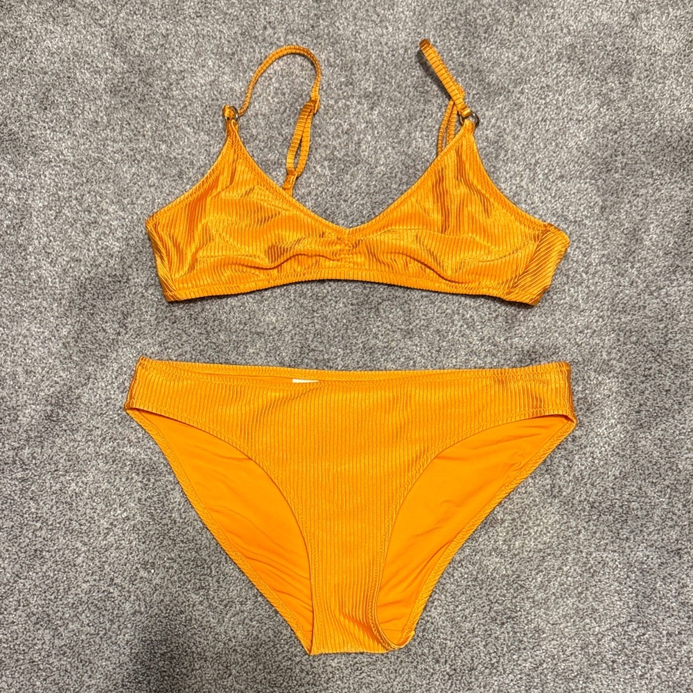 aerie Ribbed Bright Orange Two-Piece Bikini